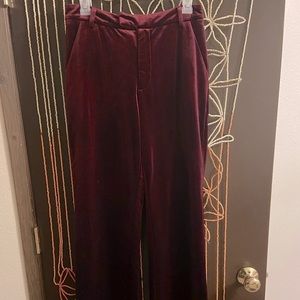 Red velvet wide leg pant